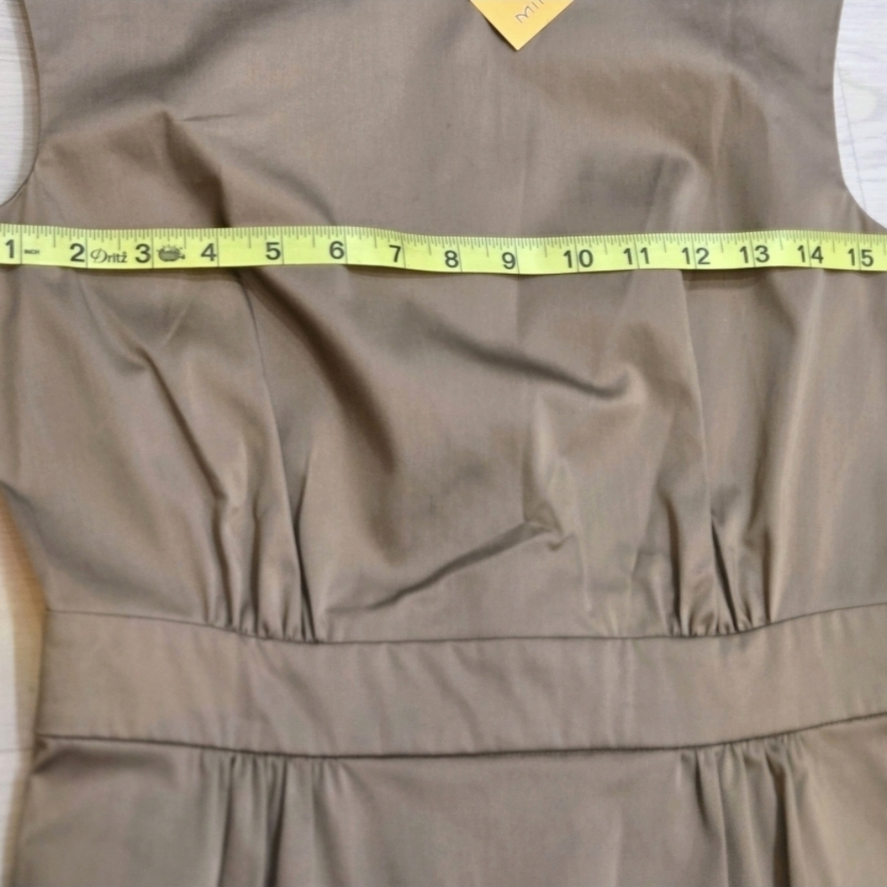 Prada Tan/Camel Midi Sleeveless Dress Women's Size S, NWT, Office Luxury, Cotton - Picture 11 of 12